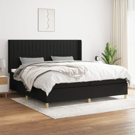 Boxspringbett mit Matratze Schwarz 200x200 cm Stoff vidaXL