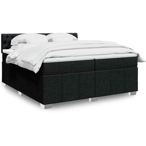 Boxspringbett mit Matratze Schwarz 200x200 cm Stoff vidaXL