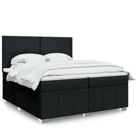 Boxspringbett mit Matratze Schwarz 200x200 cm Stoff vidaXL