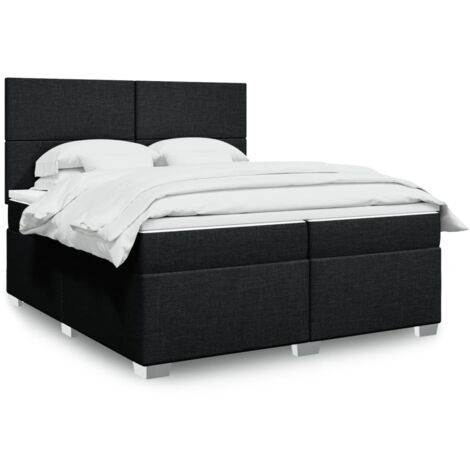 Boxspringbett mit Matratze Schwarz 200x200 cm Stoff vidaXL