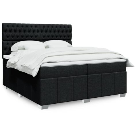Boxspringbett mit Matratze Schwarz 200x200 cm Stoff vidaXL