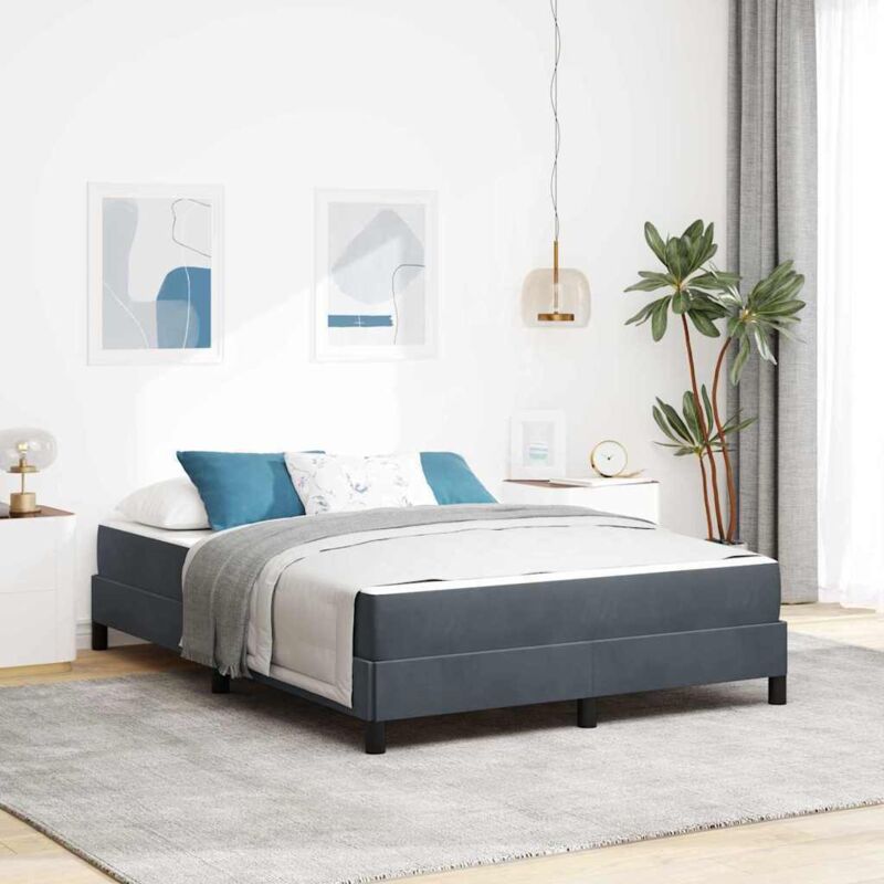 Boxspringbett Mit Matratze Dunkelgrau 140 X 200 Cm Samt Vidaxl