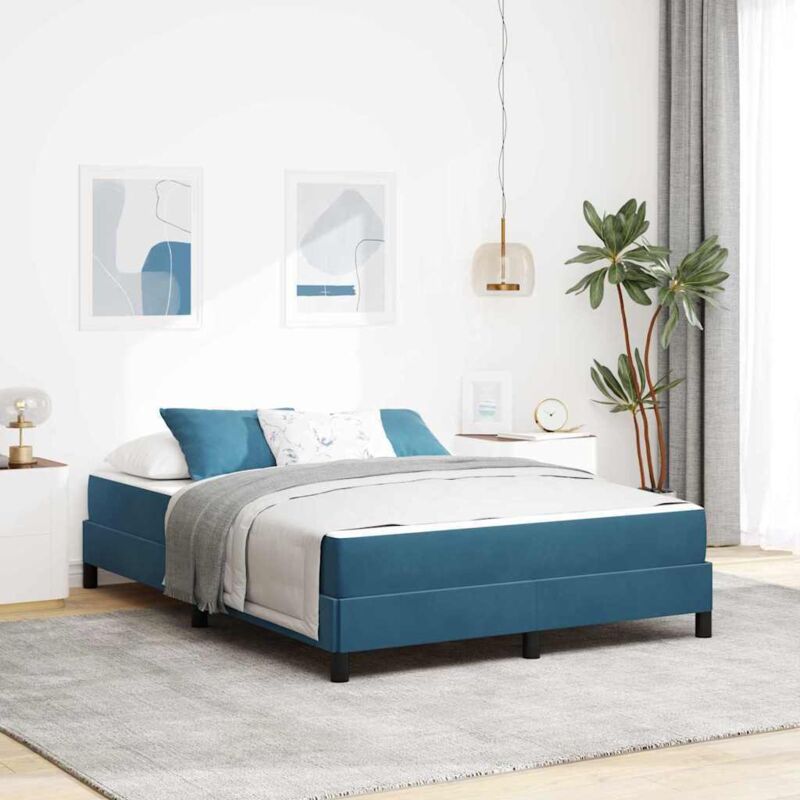 Boxspringbett Mit Matratze Dunkelblau 140 X 200 Cm Samt Vidaxl