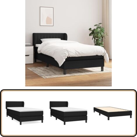 Boxspringbett mit Matratze Schwarz 90x200 cm Stoff - Boxspringbett - Doppelbett - Bettenrahmen - Lattenrost - Matratze