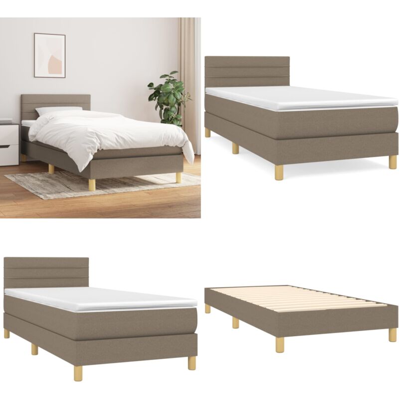 Vidaxl Boxspringbett Mit Matratze Taupe 100x200 Cm Stoff - Boxspringbett - Doppelbett - Bettenausstattung - Lattenrost - Federkernmatratze - Home & Living