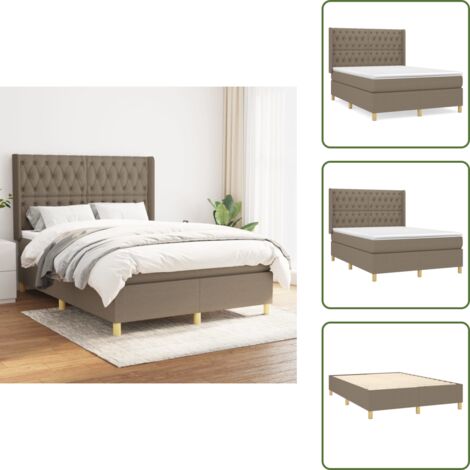 Boxspringbett mit Matratze Taupe 140x200 cm Stoff - Boxspringbett - Doppelbett - Lattenrost - Bettrahmen - Massivholzbette