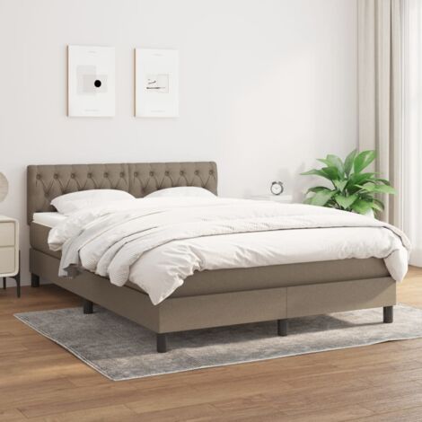 Boxspringbett mit Matratze Taupe 140x200 cm Stoff vidaXL