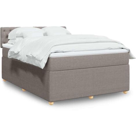 Boxspringbett mit Matratze Taupe 140x200 cm Stoff vidaXL