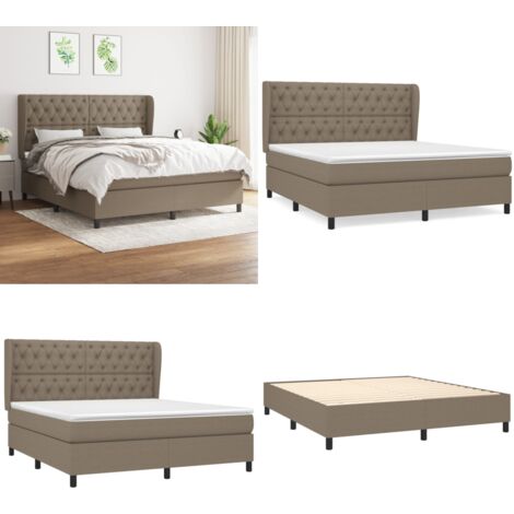 Boxspringbett mit Matratze Taupe 160x200 cm Stoff - Boxspringbett - Doppelbett - Bettenrahmen - Lattenrost - Matratze - Home & Living