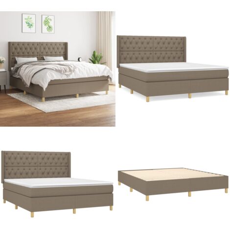 Boxspringbett mit Matratze Taupe 160x200 cm Stoff - Boxspringbett - Doppelbett - Bettenrahmen - Lattenrost - Matratze - Home & Living