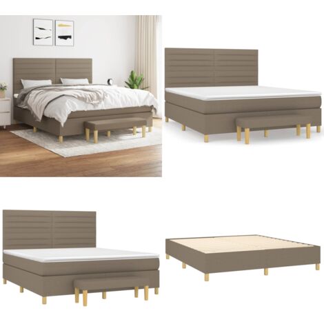 Boxspringbett mit Matratze Taupe 180x200 cm Stoff - Boxspringbett - Doppelbett - Bettenrahmen - Matratze - Tapete - Home & Living