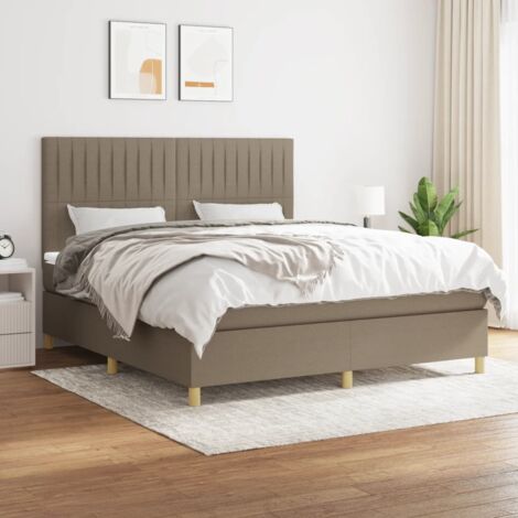 Boxspringbett mit Matratze Taupe 180x200 cm Stoff vidaXL