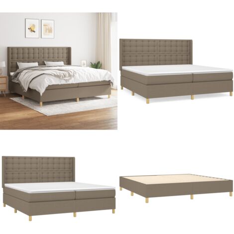 Boxspringbett mit Matratze Taupe 200x200 cm Stoff - Boxspringbett - Doppelbett - Bettenrahmen - Lattenrost - Matratze - Home & Living