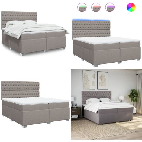 Boxspringbett mit Matratze Taupe 200x200 cm Stoff - Boxspringbett - Doppelbett - Bettenrahmen - Lattenrost - Matratze - Home & Living