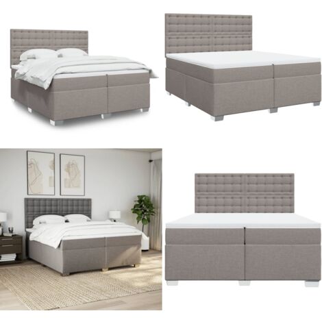 Boxspringbett mit Matratze Taupe 200x200 cm Stoff - Boxspringbett - Doppelbett - Bettsofa - Schlafsystem - Liegefläche 200x200 Cm - Home & Living