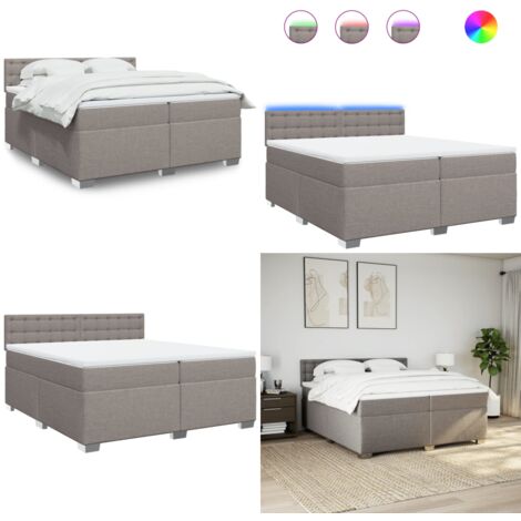 Boxspringbett mit Matratze Taupe 200x200 cm Stoff - Boxspringbett - Doppelbett - Liegefläche 200x200 Cm - Bettenrahmen - Kopfteil - Home & Living