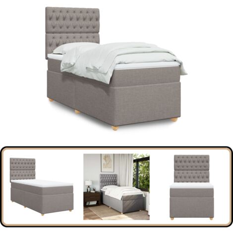 Boxspringbett mit Matratze Taupe 90x190 cm Stoff - Boxspringbett - Doppelbett - Bettenrahmen - Schlafsofa - Liegefläche 90x190 Cm
