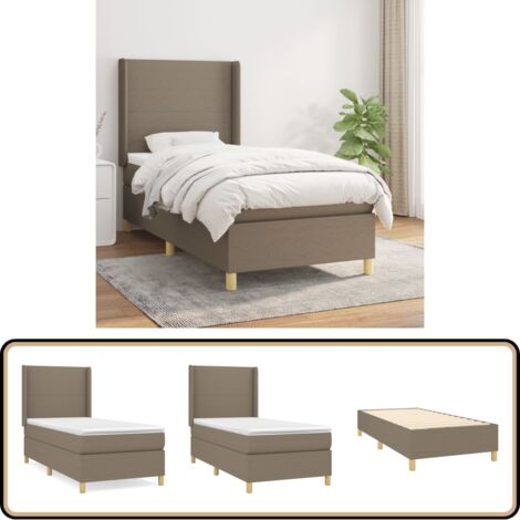 Boxspringbett mit Matratze Taupe 90x200 cm Stoff - Boxspringbett - Doppelbett - Bettenrahmen - Lattenrost - Matratze