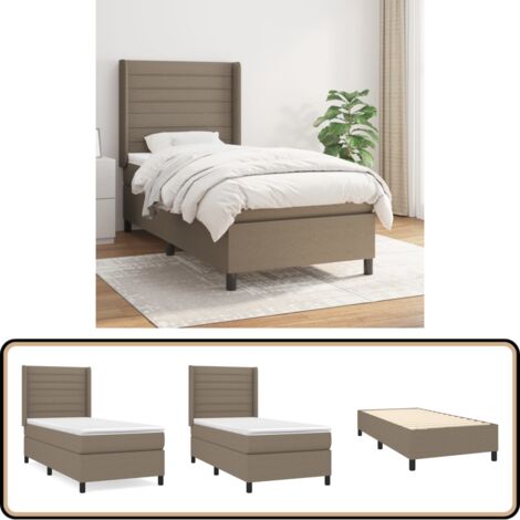 Boxspringbett mit Matratze Taupe 90x200 cm Stoff - Boxspringbett - Doppelbett - Bettenrahmen - Lattenrost - Matratze