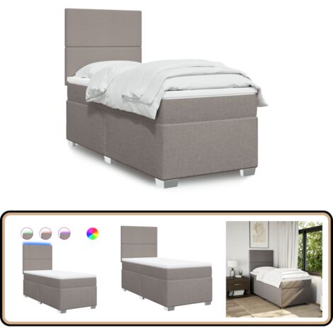 Boxspringbett mit Matratze Taupe 90x200 cm Stoff - Boxspringbett - Doppelbett - Bettenrahmen - Lattenrost - Matratze