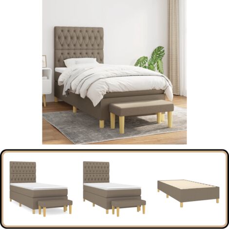 Boxspringbett mit Matratze Taupe 90x200 cm Stoff - Boxspringbett - Doppelbett - Bettenrahmen - Lattenrost - Matratze