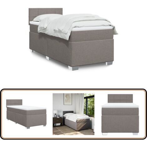 Boxspringbett mit Matratze Taupe 90x200 cm Stoff - Boxspringbett - Doppelbett - Bettenrahmen - Lattenrost - Matratze