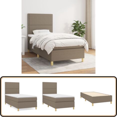 Boxspringbett mit Matratze Taupe 90x200 cm Stoff - Boxspringbett - Doppelbett - Bettenrahmen - Lattenrost - Matratze