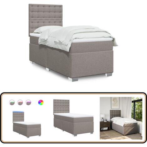 Boxspringbett mit Matratze Taupe 90x200 cm Stoff - Boxspringbett - Doppelbett - Bettenrahmen - Lattenrost - Matratze