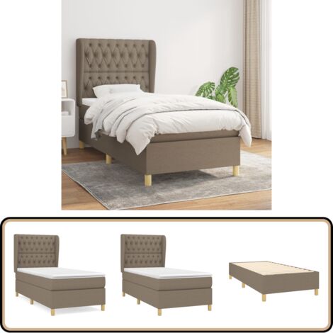 Boxspringbett mit Matratze Taupe 90x200 cm Stoff - Boxspringbett - Doppelbett - Bettenrahmen - Lattenrost - Matratze
