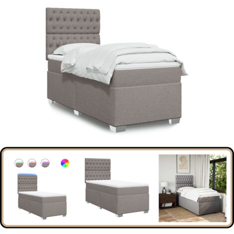 Boxspringbett mit Matratze Taupe 90x200 cm Stoff - Boxspringbett - Doppelbett - Bettenrahmen - Lattenrost - Matratze