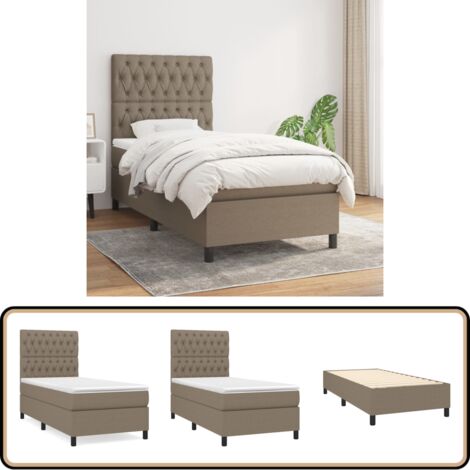Boxspringbett mit Matratze Taupe 90x200 cm Stoff - Boxspringbett - Doppelbett - Bettenrahmen - Lattenrost - Matratze
