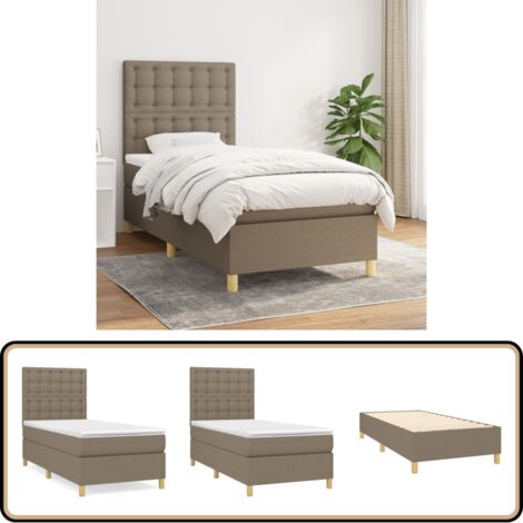 Boxspringbett mit Matratze Taupe 90x200 cm Stoff - Boxspringbett - Doppelbett - Bettenrahmen - Lattenrost - Matratze