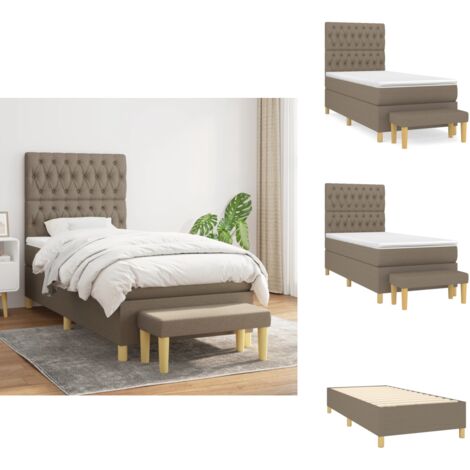 Boxspringbett mit Matratze Taupe 90x200 cm Stoff - Boxspringbett - Doppelbett - Bettenrahmen - Lattenrost - Matratze