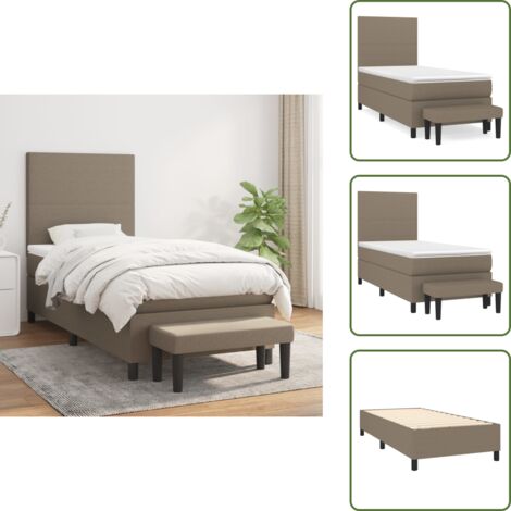 Boxspringbett mit Matratze Taupe 90x200 cm Stoff - Boxspringbett - Doppelbett - Bettenrahmen - Lattenrost - Matratze