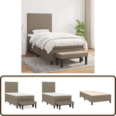 Boxspringbett mit Matratze Taupe 90x200 cm Stoff - Boxspringbett - Doppelbett - Bettenrahmen - Lattenrost - Matratze