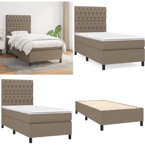 Boxspringbett mit Matratze Taupe 90x200 cm Stoff - Boxspringbett - Doppelbett - Bettenrahmen - Lattenrost - Matratze - Home & Living