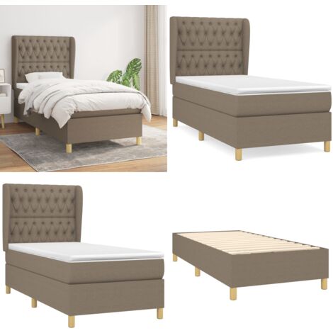 Boxspringbett mit Matratze Taupe 90x200 cm Stoff - Boxspringbett - Doppelbett - Bettenrahmen - Lattenrost - Matratze - Home & Living