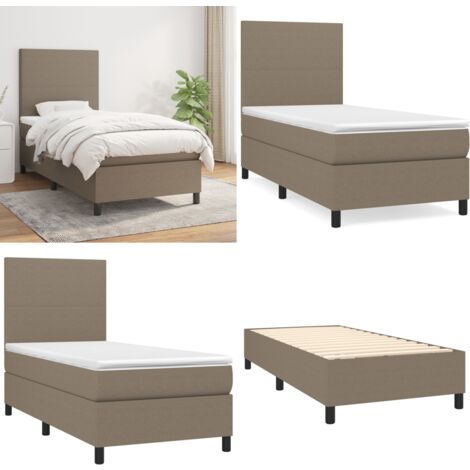 Boxspringbett mit Matratze Taupe 90x200 cm Stoff - Boxspringbett - Doppelbett - Bettenrahmen - Lattenrost - Matratze - Home & Living