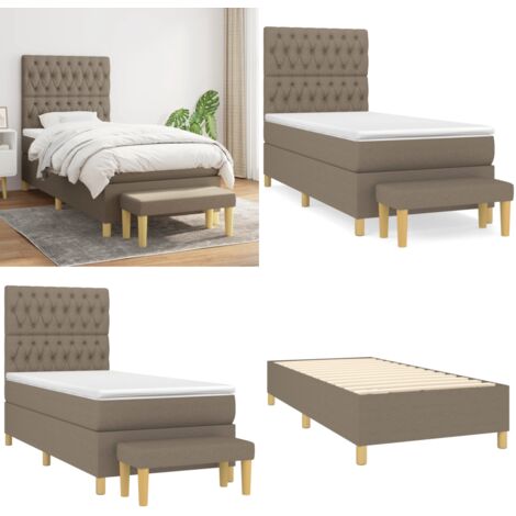Boxspringbett mit Matratze Taupe 90x200 cm Stoff - Boxspringbett - Doppelbett - Bettenrahmen - Lattenrost - Matratze - Home & Living