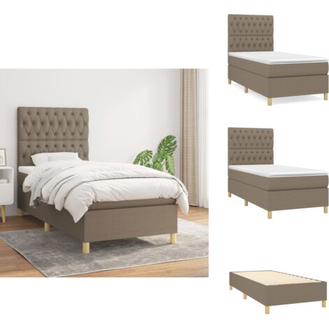 Boxspringbett mit Matratze Taupe 90x200 cm Stoff - Boxspringbett - Doppelbett - Lattenrost - Bettrahmen - Schlafsystem