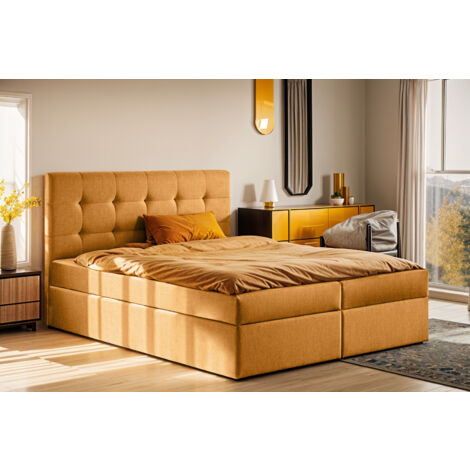 Boxspringbett mit matratze und bettkasten, Schlafbett LUDANO stoff Soro 120x200 cm Orange