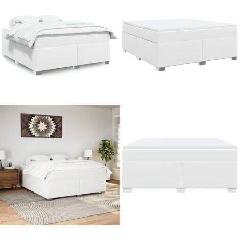 Boxspringbett mit Matratze Weiß 180x200 cm Kunstleder - Boxspringbett - Doppelbett - Bettenrahmen - Kunstlederbett - Weißes Bett - Home & Living