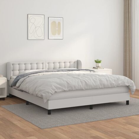 Boxspringbett mit Matratze Weiß 180x200 cm Kunstleder vidaXL