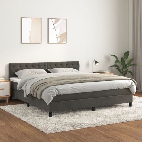 Boxspringbett mit Matratze,Betten für Erwachsene,Bettgestell und Polsterbett,Schlafzimmerbett Dunkelgrau 160x200 cm Samt -Maison 38631 BonneVie
