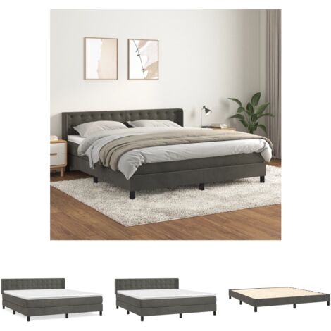 Boxspringbett mit Matratze，Schlafzimmerbett，Polsterbett，Hotellbett Dunkelgrau 160x200 cm Samt DXJT411177 MaisonChic