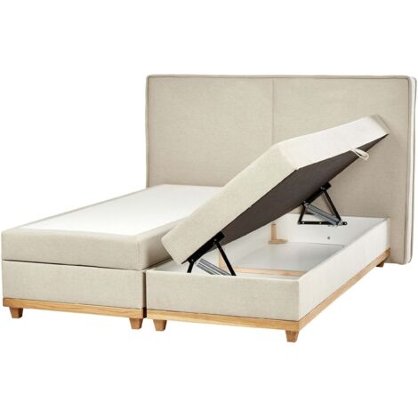 Boxspringbett mit Stauraum Stoff DYNASTY 160 x 200 cm Beige