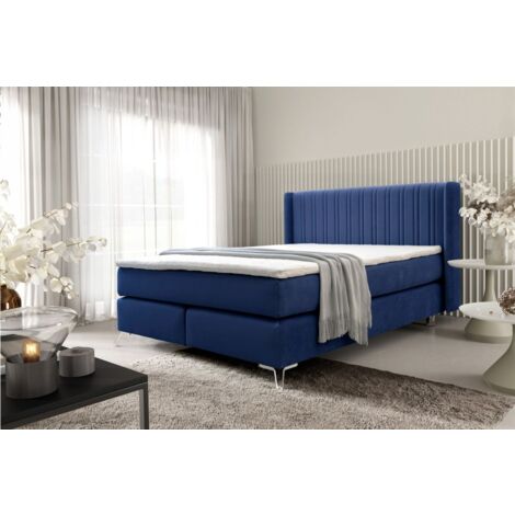 Boxspringbett Schlafzimmerbett AGNUS 160x200cm in Stoff Salvador Blau