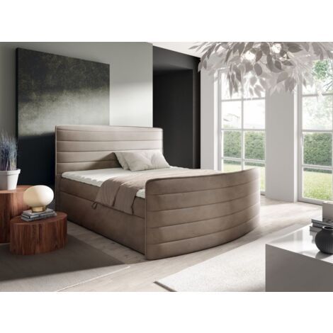 Boxspringbett Schlafzimmerbett AMBRA 120x200cm Stoff Elisa Velvet Cappuccino