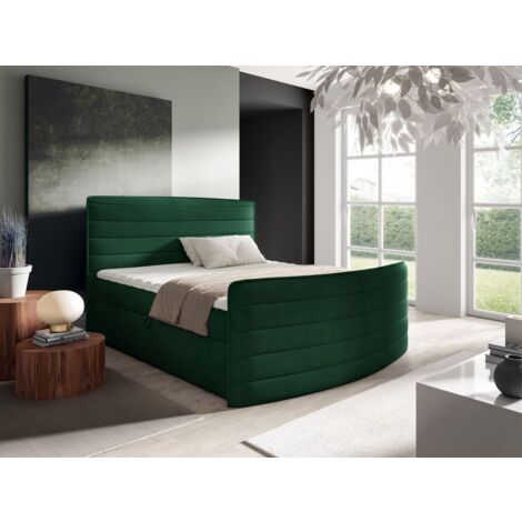 Boxspringbett Schlafzimmerbett AMBRA 180x200cm Stoff Elisa Velvet Grün