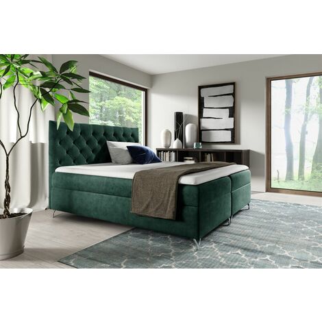 Boxspringbett Schlafzimmerbett AMBRE 120x200cm in Stoff Fresh Grün